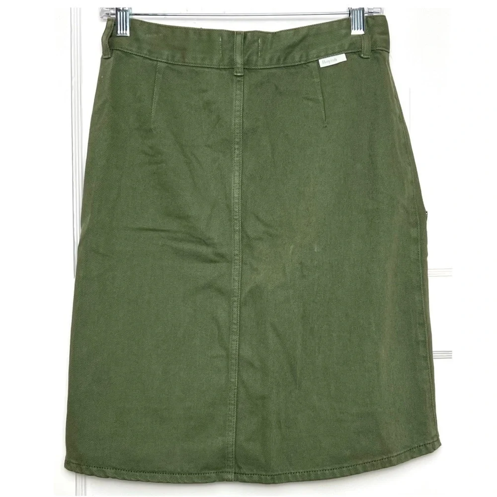 NWT BOYISH 90s Olive Green Canvas Twill‎ Military Cargo Pocket Utility Skirt 2